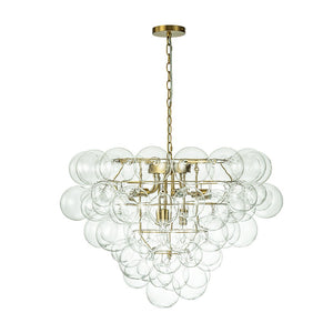 LightFixturesUSA-Luxury Brass Cluster Clear Glass Globe Bubble Chandelier-Chandelier-Brass (Pre-Order)-