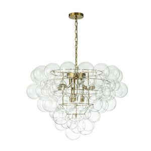 LightFixturesUSA-Luxury Brass Cluster Clear Glass Globe Bubble Chandelier-Chandelier-Brass (Pre-Order)-