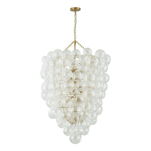 LightFixturesUSA-Luxury Cascade Cluster Ribbed Glass Bubble Entry Chandelier-Chandelier-Brass-