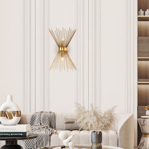 LightFixturesUSA-Mid Century 2-Light Sunburst Wall Sconce-Wall Sconce-Brass-