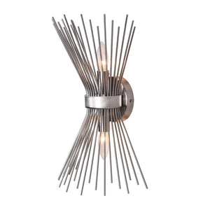 LightFixturesUSA-Mid Century 2-Light Sunburst Wall Sconce-Wall Sconce-Nickel-
