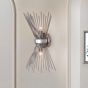 LightFixturesUSA-Mid Century 2-Light Sunburst Wall Sconce-Wall Sconce-Nickel-