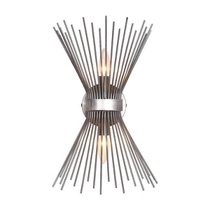 LightFixturesUSA-Mid Century 2-Light Sunburst Wall Sconce-Wall Sconce-Nickel-