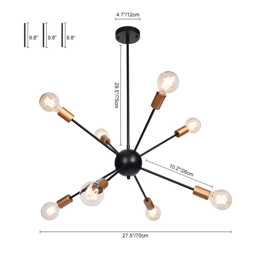 LightFixturesUSA-Mid-century 8-Light Sputnik Chandelier-Chandelier--