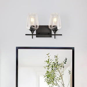 LightFixturesUSA-Mid-century Glass Double Wall Sconce-Wall Sconce-Black-