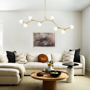 LightFixturesUSA-Mid-century Linear Island Branching Bubble Chandelier-Chandelier-Black-