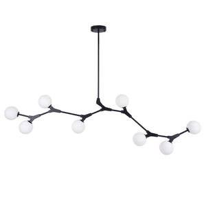 LightFixturesUSA-Mid-century Linear Island Branching Bubble Chandelier-Chandelier-Black-