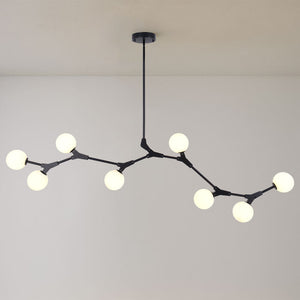 LightFixturesUSA-Mid-century Linear Island Branching Bubble Chandelier-Chandelier-Black-