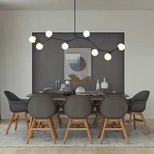 LightFixturesUSA-Mid-century Linear Island Branching Bubble Chandelier-Chandelier-Black-