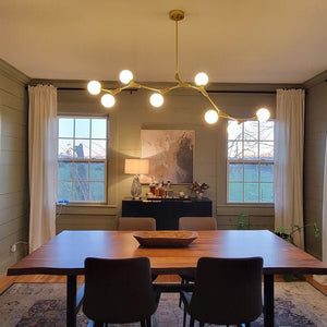 LightFixturesUSA-Mid-century Linear Island Branching Bubble Chandelier-Chandelier-Brass-