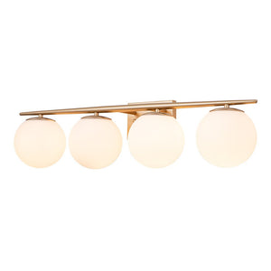 LightFixturesUSA-Mid-century Opal Glass Globe Gold Vanity Light-Wall Sconce-Gold-2-Lt