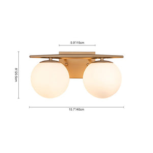 LightFixturesUSA-Mid-century Opal Glass Globe Gold Vanity Light-Wall Sconce-Gold-2-Lt