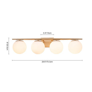 LightFixturesUSA-Mid-century Opal Glass Globe Gold Vanity Light-Wall Sconce-Gold-2-Lt