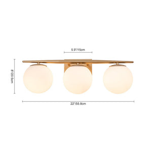 LightFixturesUSA-Mid-century Opal Glass Globe Gold Vanity Light-Wall Sconce-Gold-2-Lt