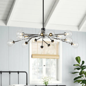 LightFixturesUSA-Mid Century Sputnik Glass Globe Bubble Branch Chandelier-Chandelier-Black-15-Lt