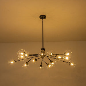 LightFixturesUSA-Mid Century Sputnik Glass Globe Bubble Branch Chandelier-Chandelier-Black-18-Lt
