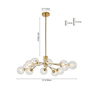 LightFixturesUSA-Mid Century Sputnik Glass Globe Bubble Branch Chandelier-Chandelier-Black-18-Lt