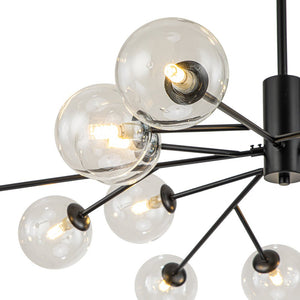 LightFixturesUSA-Mid Century Sputnik Glass Globe Bubble Branch Chandelier-Chandelier-Black-18-Lt