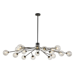 LightFixturesUSA-Mid Century Sputnik Glass Globe Bubble Branch Chandelier-Chandelier-Black-18-Lt