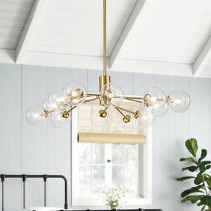 LightFixturesUSA-Mid Century Sputnik Glass Globe Bubble Branch Chandelier-Chandelier-Gold-12-Lt