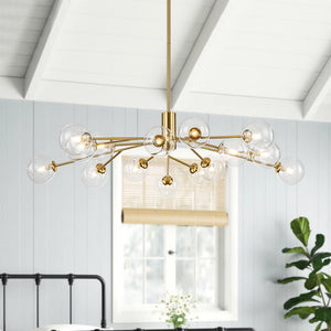 LightFixturesUSA-Mid Century Sputnik Glass Globe Bubble Branch Chandelier-Chandelier-Gold-15-Lt