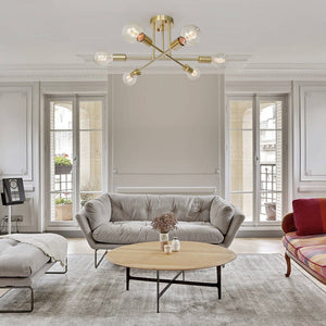 LightFixturesUSA-Mid-century Sputnik Semi Flush Mount Chandelier-Ceiling Light--