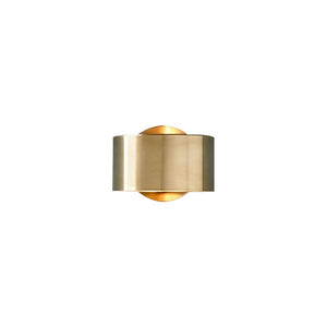 LightFixturesUSA-Minimalist 1-Light Brass Drum Wall Light-Wall Sconce--