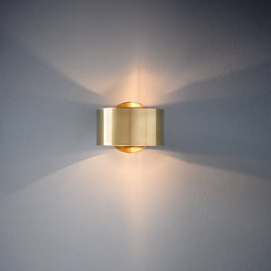 LightFixturesUSA-Minimalist 1-Light Brass Drum Wall Light-Wall Sconce--