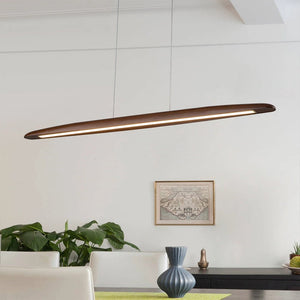 LightFixturesUSA-Minimalist Linear Wood Dimmable LED Island Pendant-Chandelier-Walnut-