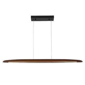 LightFixturesUSA-Minimalist Linear Wood Dimmable LED Island Pendant-Chandelier-Walnut-