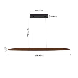 LightFixturesUSA-Minimalist Linear Wood Dimmable LED Island Pendant-Chandelier-Walnut-
