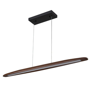 LightFixturesUSA-Minimalist Linear Wood Dimmable LED Island Pendant-Chandelier-Walnut-
