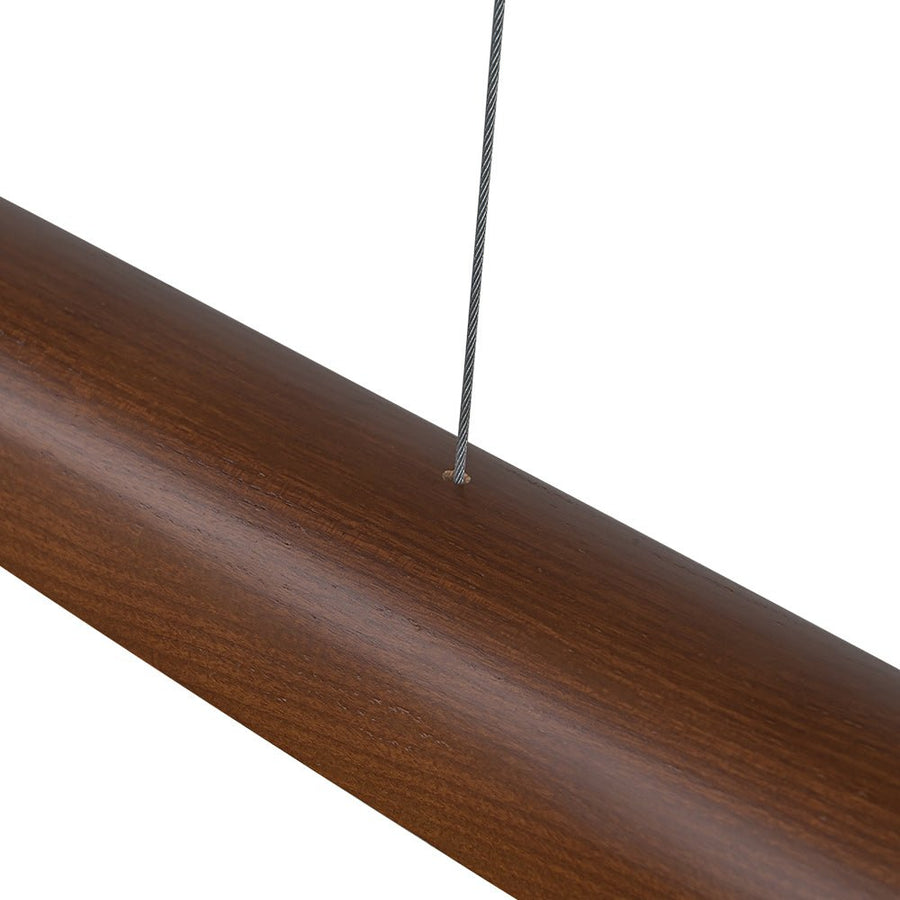LightFixturesUSA-Minimalist Linear Wood Dimmable LED Island Pendant-Chandelier-Walnut-