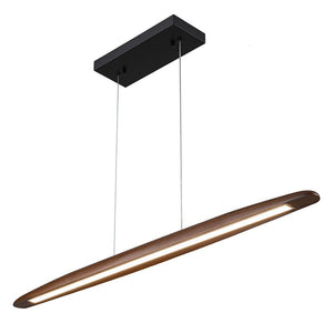 LightFixturesUSA-Minimalist Linear Wood Dimmable LED Island Pendant-Chandelier-Walnut-