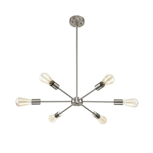 LightFixturesUSA-Minimalist Mid-Century Linear Sputnik Light Fixture-Chandelier-6-Lt-Black