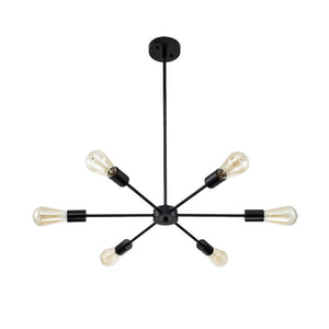 LightFixturesUSA-Minimalist Mid-Century Linear Sputnik Light Fixture-Chandelier-6-Lt-Black