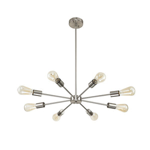 LightFixturesUSA-Minimalist Mid-Century Linear Sputnik Light Fixture-Chandelier-6-Lt-Nickel