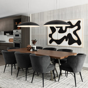 LightFixturesUSA-Minimalist Wide Flat Dome Dimmable LED Pendant Light-Chandelier-Black (Pre-Order)-
