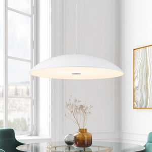 LightFixturesUSA-Minimalist Wide Flat Dome Dimmable LED Pendant Light-Chandelier-White (Pre-Order)-
