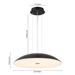 LightFixturesUSA-Minimalist Wide Flat Dome Dimmable LED Pendant Light-Chandelier-White (Pre-Order)-