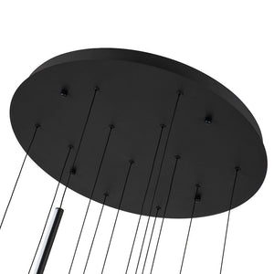LightFixturesUSA-Modern 12-Light Black Cluster Tube LED Pendant Light-Chandelier-Black-