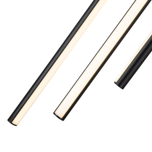 LightFixturesUSA-Modern 12-Light Black Cluster Tube LED Pendant Light-Chandelier-Black-