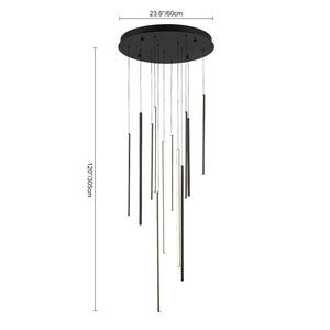 LightFixturesUSA-Modern 12-Light Black Cluster Tube LED Pendant Light-Chandelier-Black-