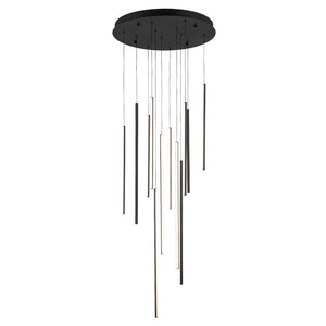 LightFixturesUSA-Modern 12-Light Black Cluster Tube LED Pendant Light-Chandelier-Black-