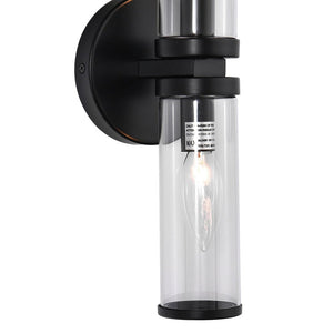 LightFixturesUSA-Modern 2-Light Double Glass Cylinder Wall Light-Wall Sconce-Brass-