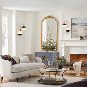 LightFixturesUSA-Modern 2-Light Double Goose Arm Globe Wall Sconce-Wall Sconce-Brass-
