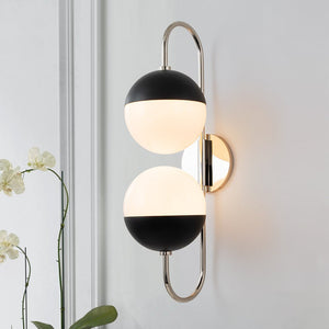 LightFixturesUSA-Modern 2-Light Double Goose Arm Globe Wall Sconce-Wall Sconce-Nickel-