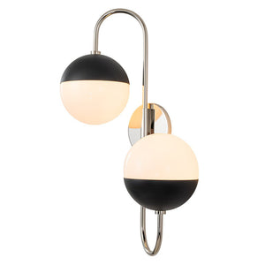 LightFixturesUSA-Modern 2-Light Double Goose Arm Globe Wall Sconce-Wall Sconce-Nickel-