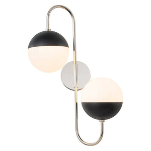 LightFixturesUSA-Modern 2-Light Double Goose Arm Globe Wall Sconce-Wall Sconce-Nickel-