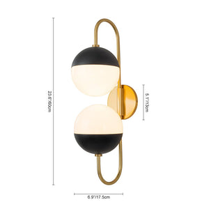 LightFixturesUSA-Modern 2-Light Double Goose Arm Globe Wall Sconce-Wall Sconce-Nickel-